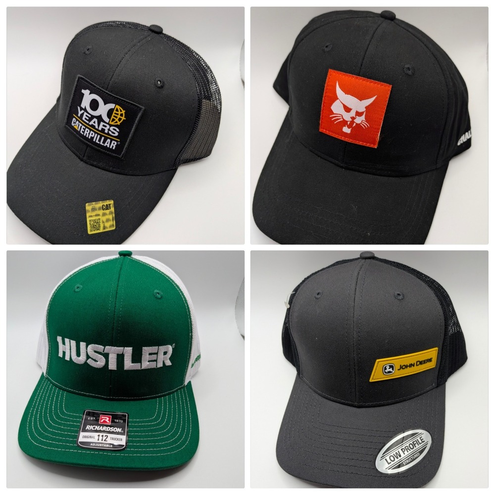 Farm Equipment Hats Lot John Deere Bobcat CAT Trucker Hustler Snapback Hat